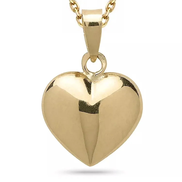 Herz Halskette aus vergoldetem Sterlingsilber und Anhänger aus 8 Karat Gold - Amoré