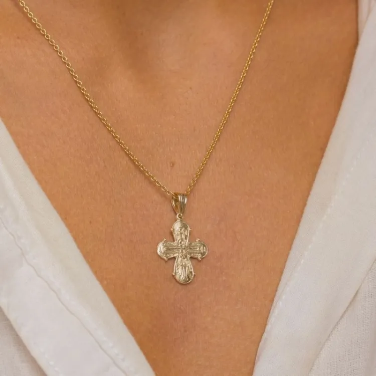 Dagmarkreuz Halskette aus vergoldetem Sterlingsilber und Anhänger aus 8 Karat Gold - Amoré