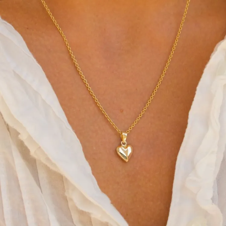 Herz Halskette aus vergoldetem Sterlingsilber und Anhänger aus 14 Karat Gold - Amoré