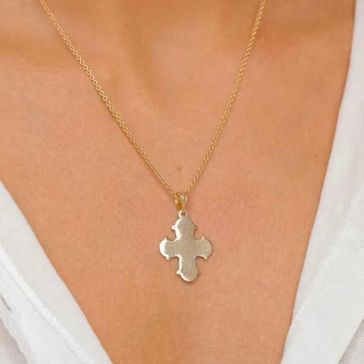 Dagmar-Kreuz mit Vater Unser Halskette mit Anhänger aus vergoldetem Sterlingsilber - Amoré