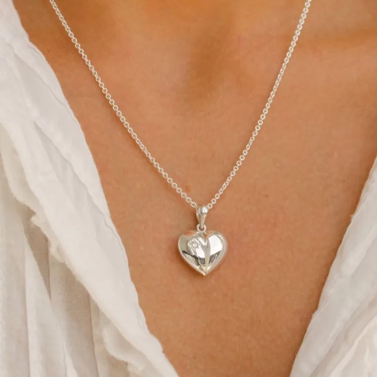 Herz Halskette aus Silber und Anhänger aus Silber - Amoré
