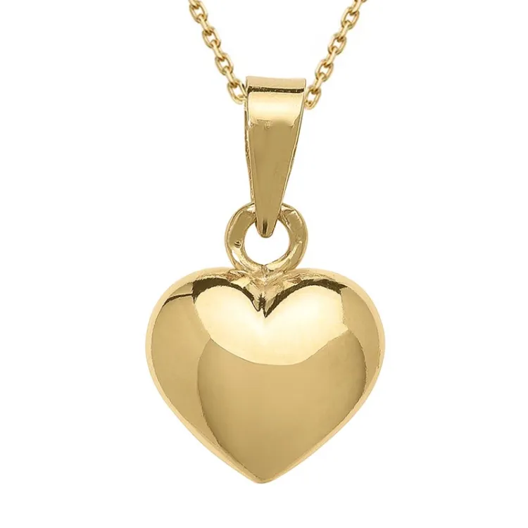 9 x 11 mm Herz Halskette aus vergoldetem Sterlingsilber und Anhänger aus 8 Karat Gold - Amoré