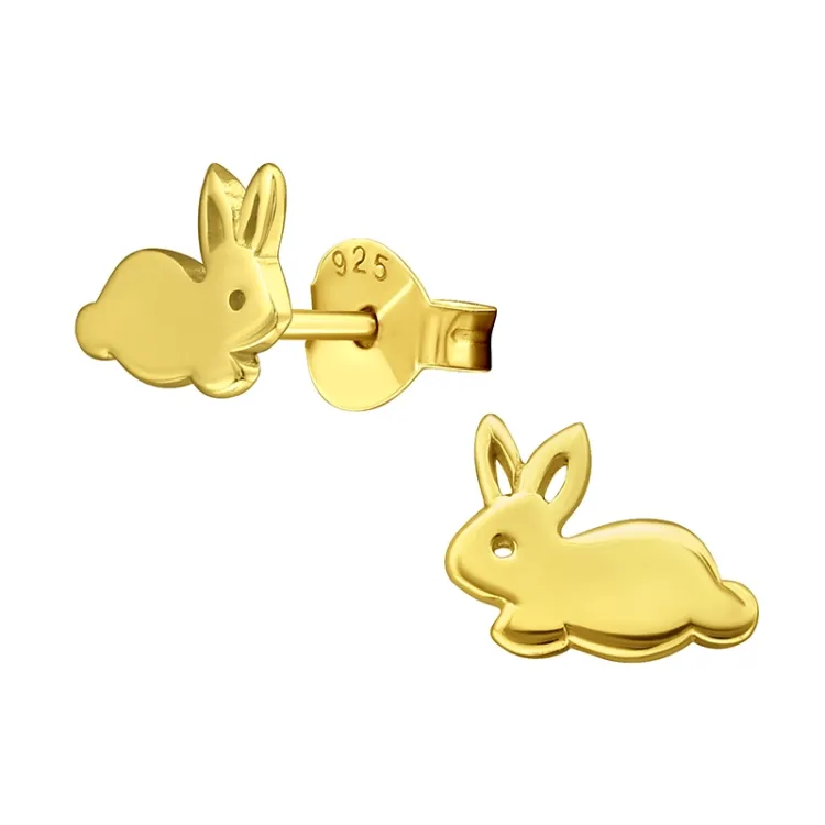 Kaninchen Ohrringe in vergoldetem Sterlingsilber - Little Ones
