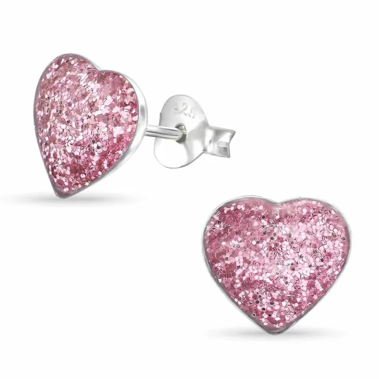 Herz hellroten Ohrringe in Silber - Little Ones