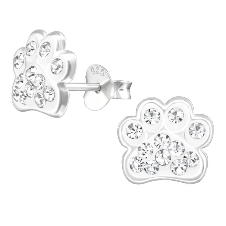 Pfote Kinderohrringe in Silber - Little Ones