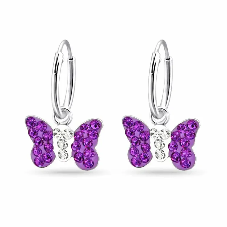 12 mm Schmetterlinge Kreole in Silber - Little Ones