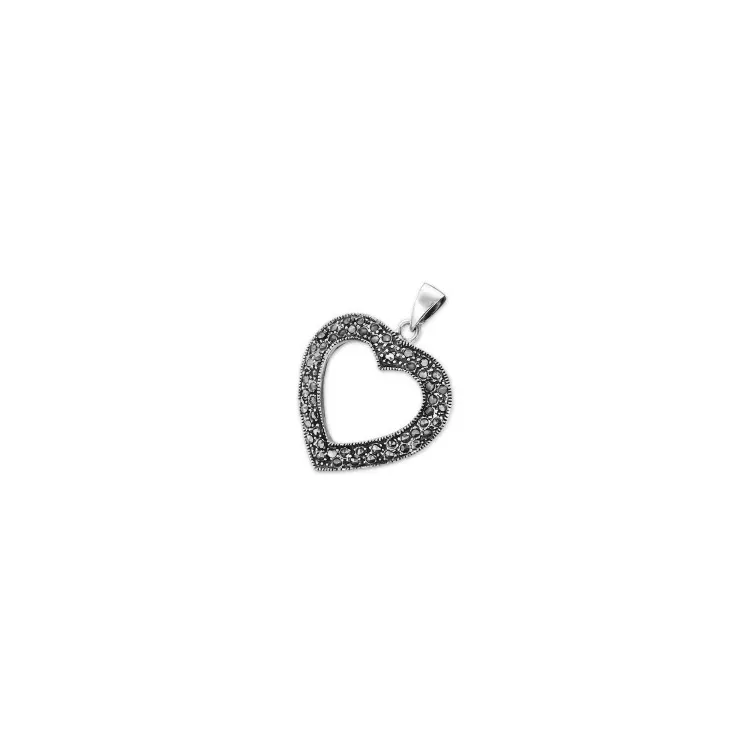 Herz anhänger aus oxidiertem sterlingsilber