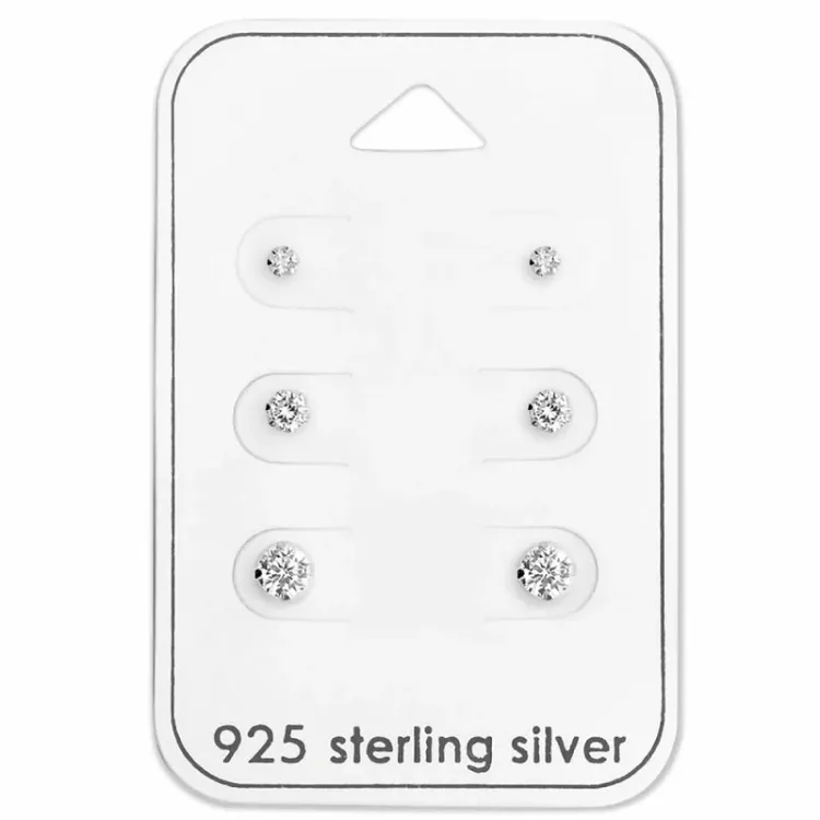 2 x 3 x 4 mm Ohrringe in Silber