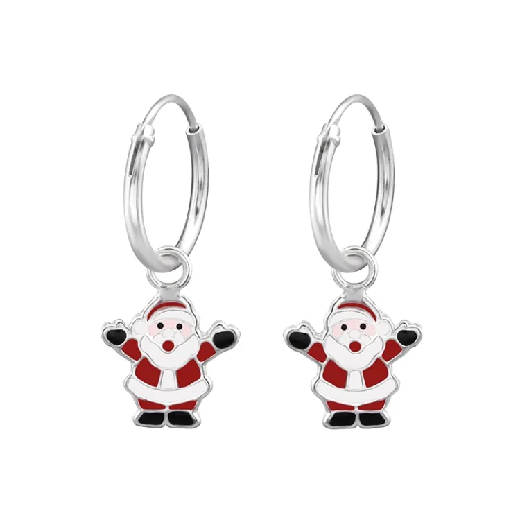 12 mm Weihnachtsmann Kreole in Silber - Little Ones