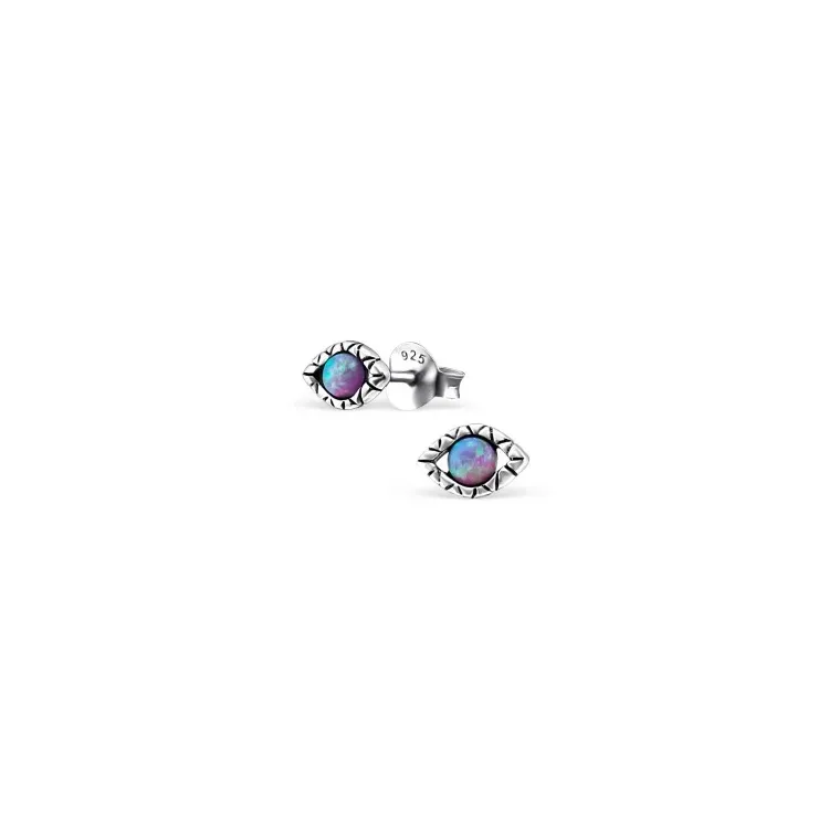 Evil eye Ohrringe in oxidiertem Sterlingsilber