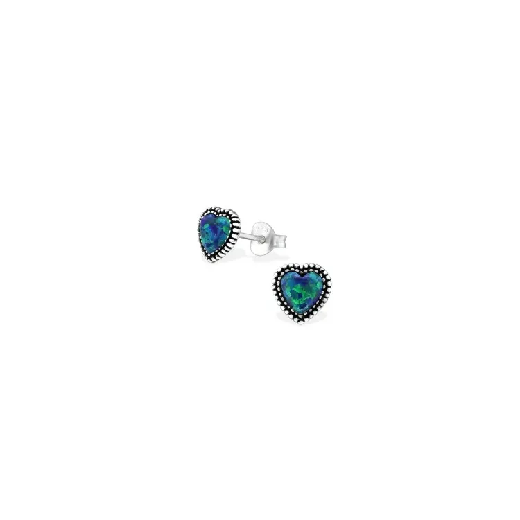 Herz Ohrringe in oxidiertem Sterlingsilber