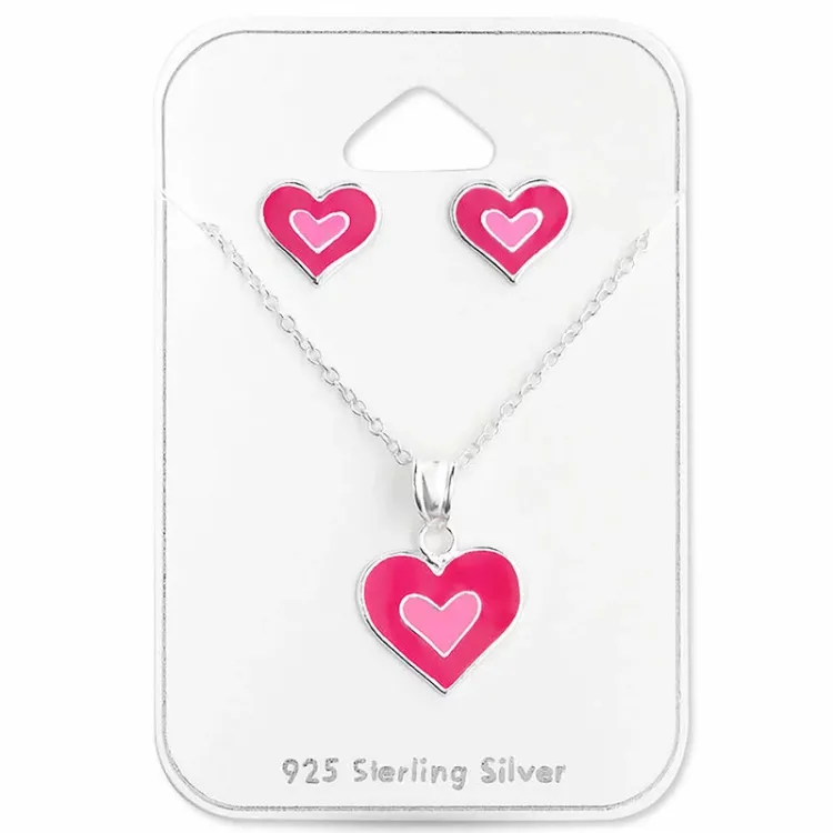 Herz Set mit Ohrringe und Halskette in Silber - Little Ones