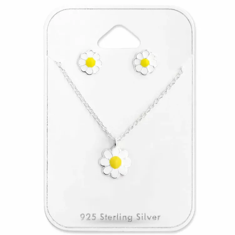 Marguerite Set mit Ohrringe und Halskette in Silber - Little Ones