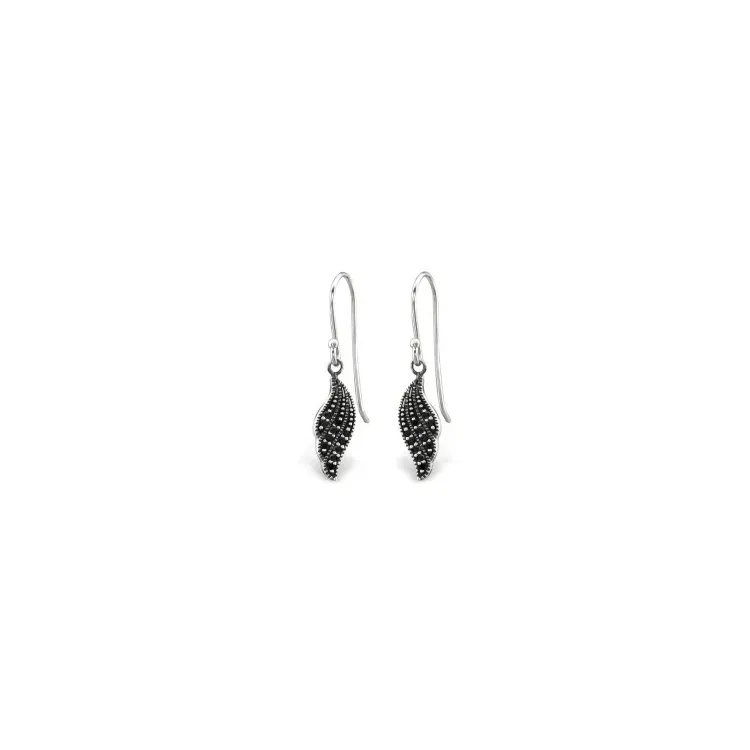 Flügel Ohrringe in oxidiertem Sterlingsilber