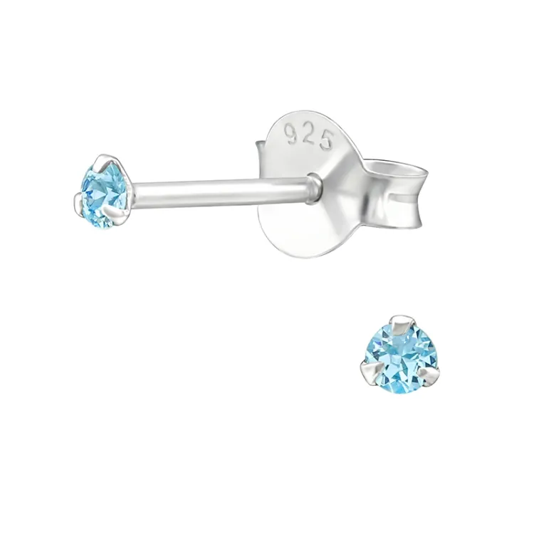 Kleinen hellblauem Ohrstecker in Silber