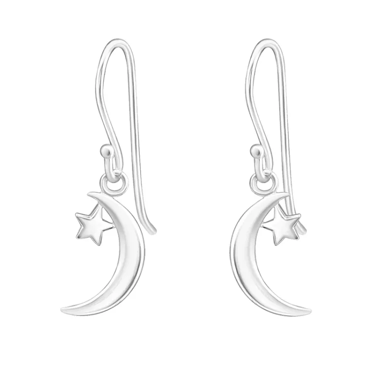 Mond und Stern Ohrringe in Silber
