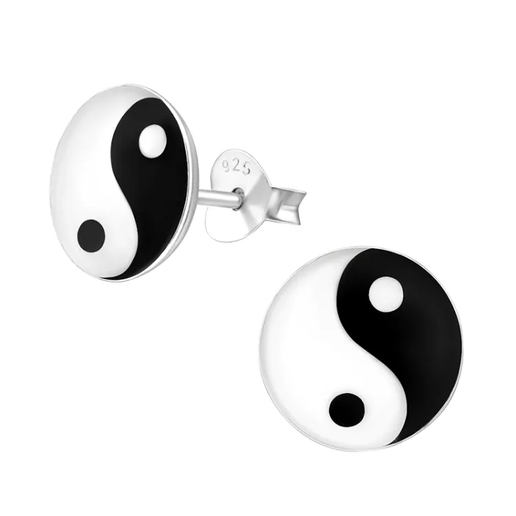 runden Yin Yang Ohrstecker in Silber - Little Ones
