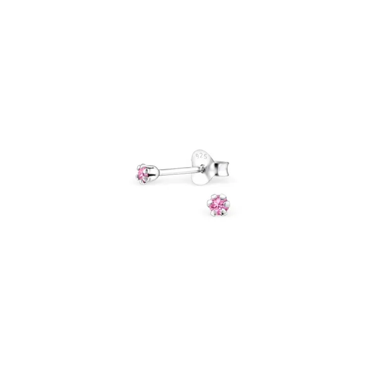 Kleinen pink Ohrstecker in Silber