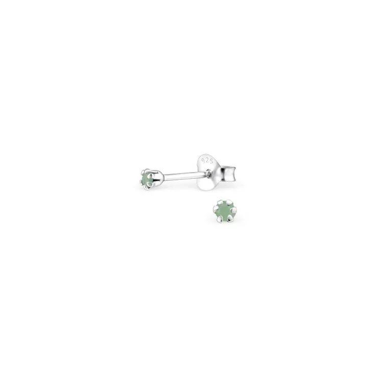 Kleinen grünen Ohrstecker in Silber
