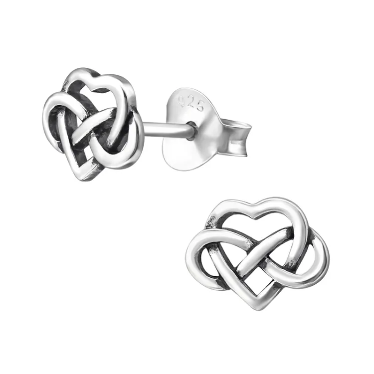 Herz Ohrstecker in oxidiertem Sterlingsilber - Little Ones