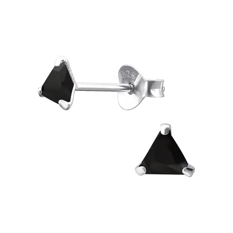 dreieck schwarzem Ohrstecker in Silber