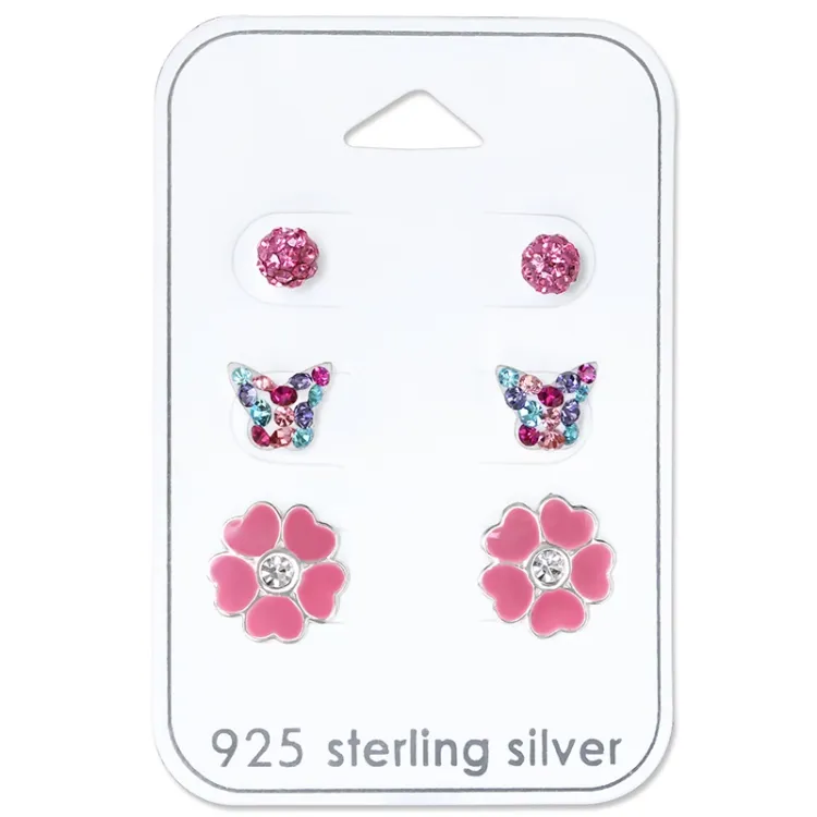Pink Ohrringen für Kinder in Silber