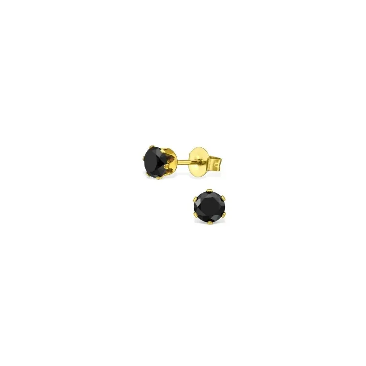 5 mm schwarzem Ohrstecker in Edelstahl
