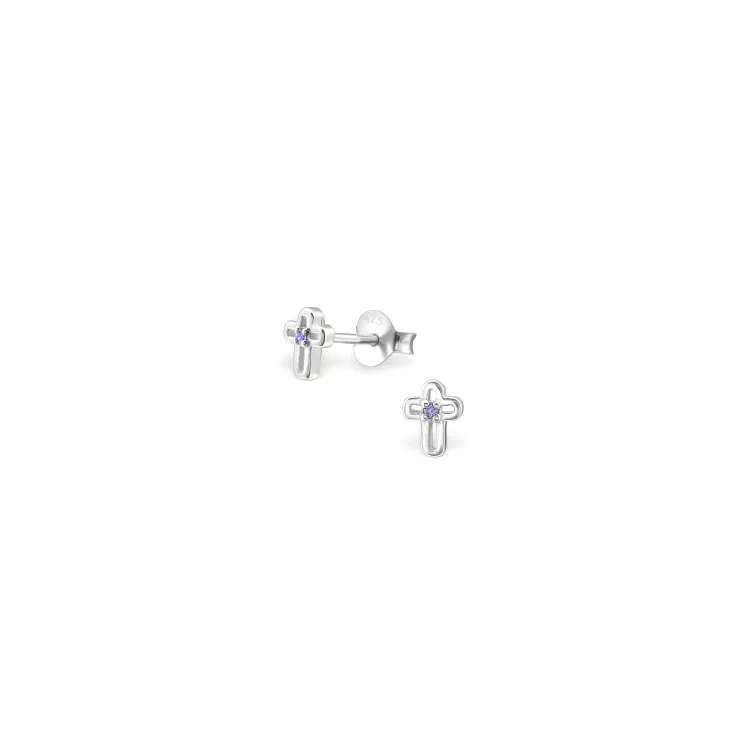 Kreuz Ohrstecker in Silber