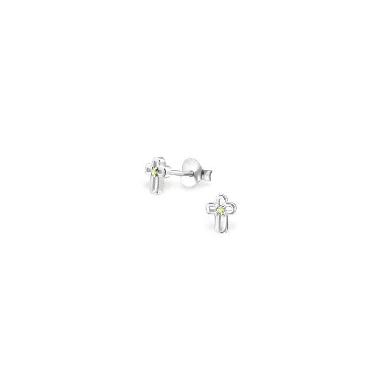 Kreuz gelbe Ohrringe in Silber