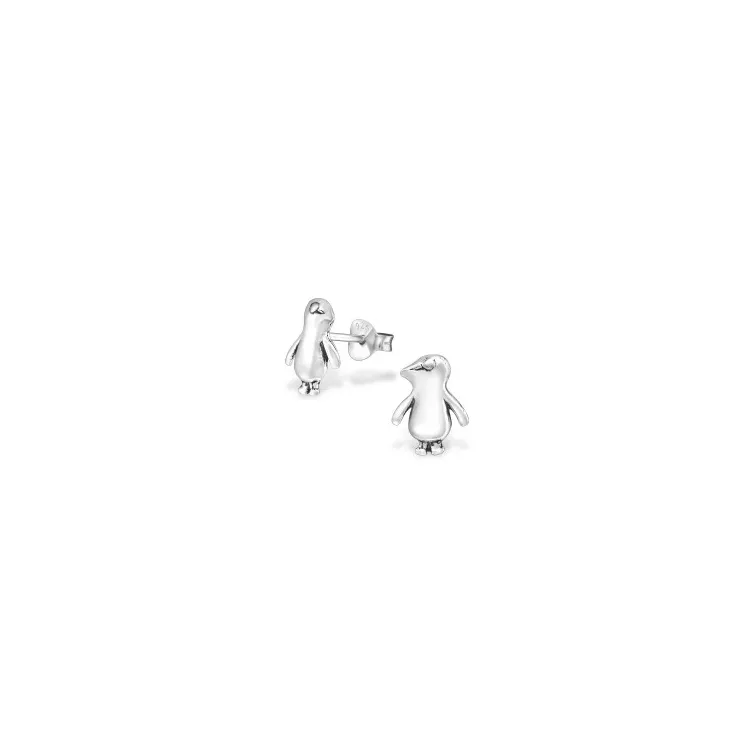 Pinguin ohrringe in oxidiertem sterlingsilber