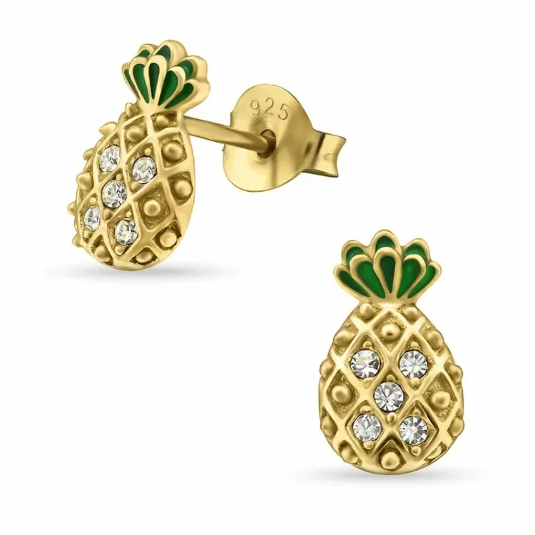 Ananas Ohrringe in vergoldetem Sterlingsilber - Little Ones
