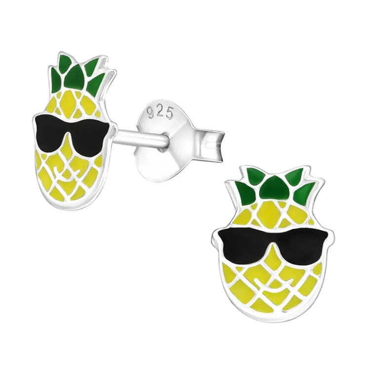 Ananas Ohrstecker in Silber - Little Ones