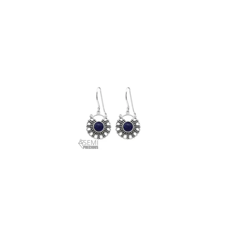 Blauem Ohrringe in oxidiertem Sterlingsilber