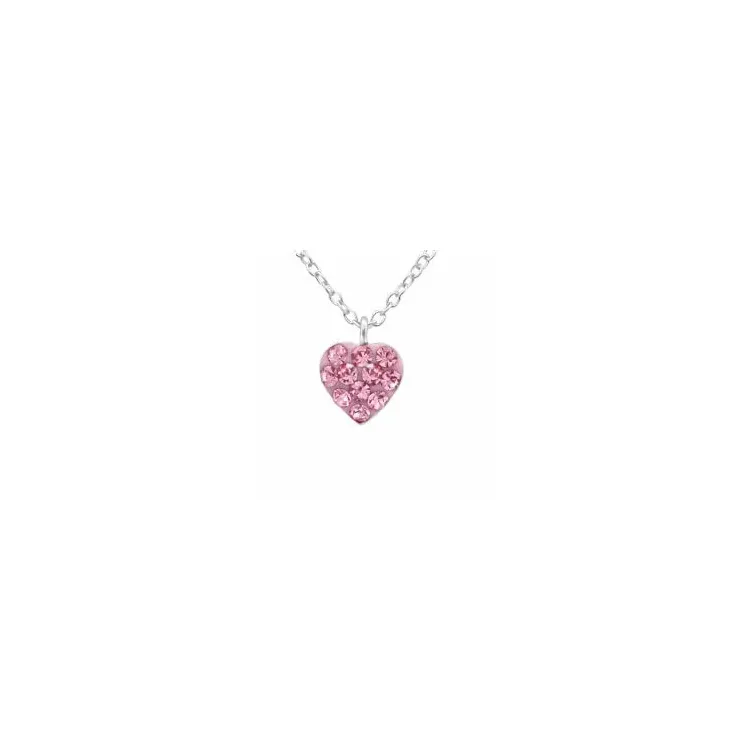 Herz rosa Anhänger mit Halskette aus Silber