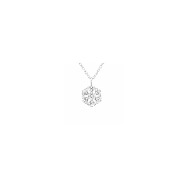 Schneeflocke weißem Zirkon Anhänger mit Halskette aus Silber