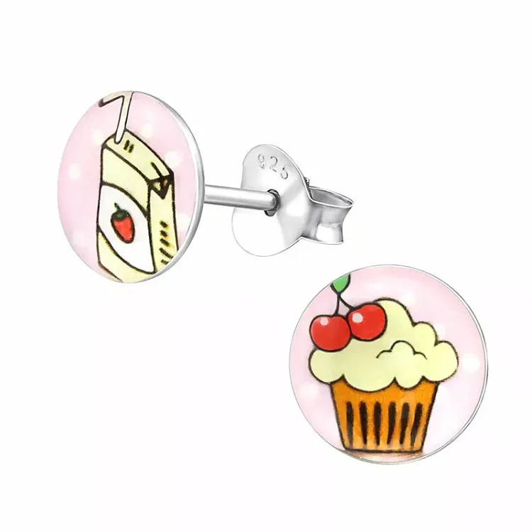 cup cake Ohrringe in Silber