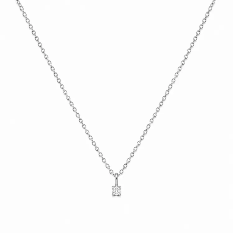 lab grown Diamant Halskette mit Anhänger aus rhodiniertem Silber