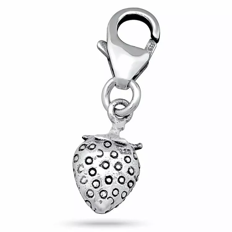 Klein Erdbeere Charm Anhänger aus Silber 