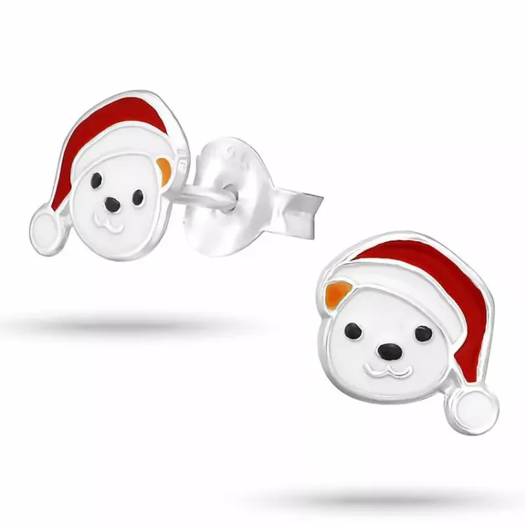 Weihnachten Teddybär Ohrringe in Silber - Little Ones