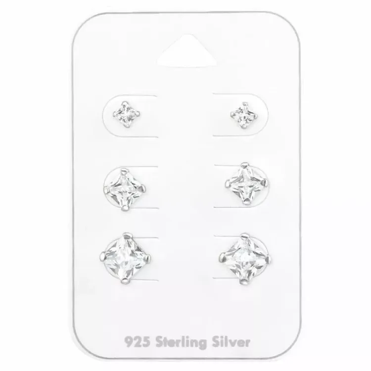 Viereckigem zirkon ohrstecker in silber