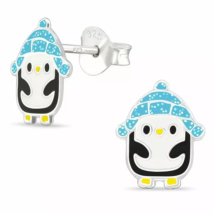 Pinguin Ohrstecker in Silber - Little Ones