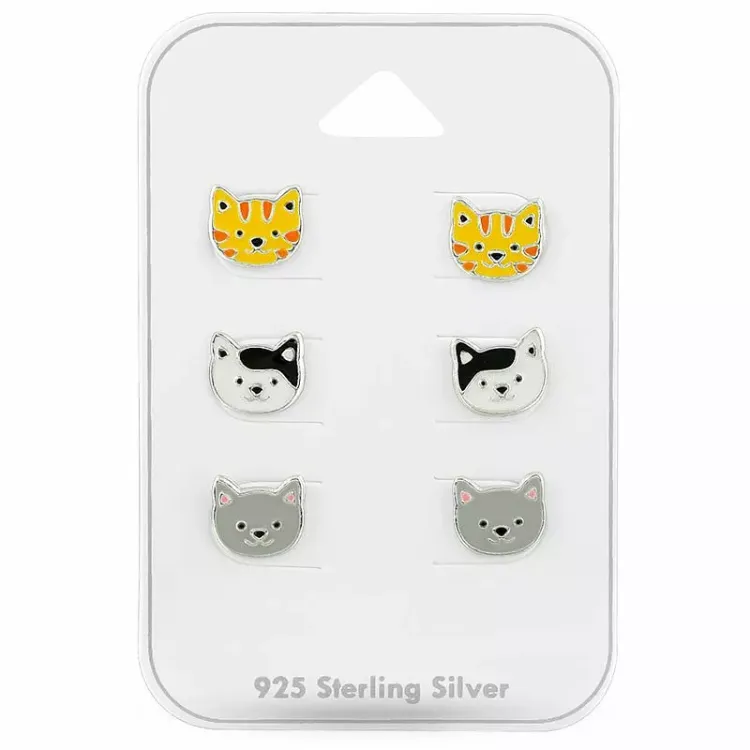 Katzen Ohrringen für Kinder in Silber - Little Ones