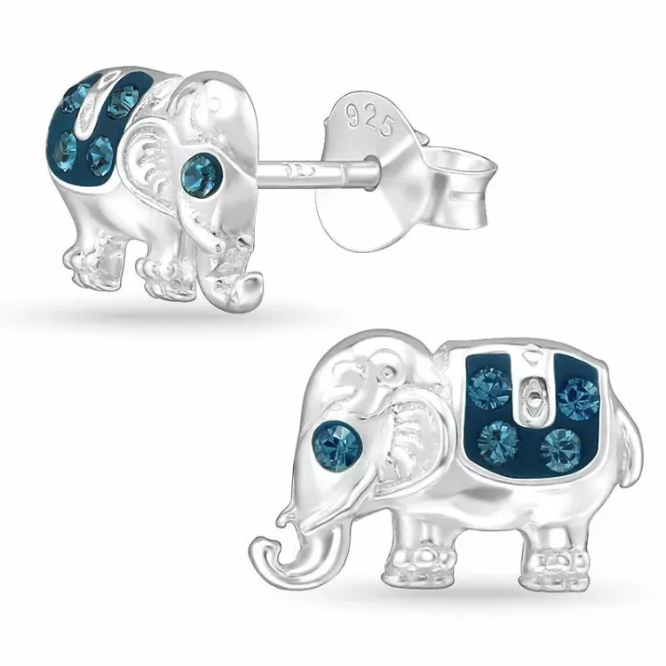 Elefant Bergkristall Ohrstecker in Silber - Little Ones