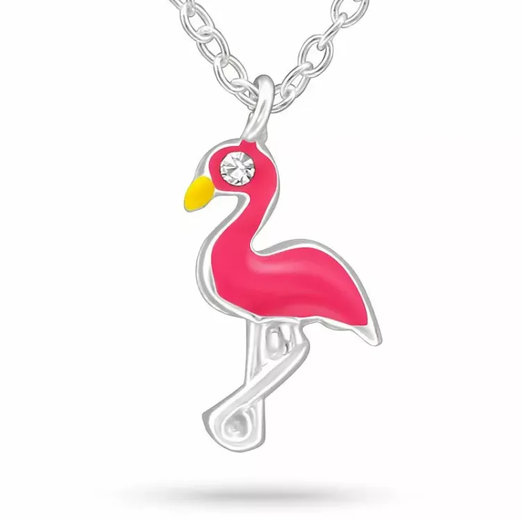 Flamingo Bergkristall Halskette aus Silber und Anhänger aus Silber - Little Ones