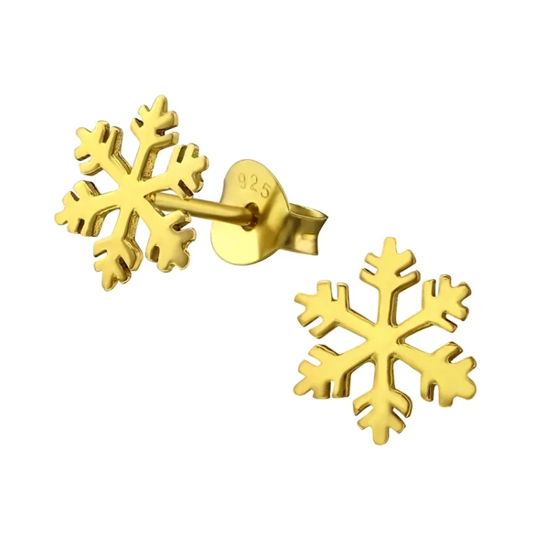 Schneeflocke Ohrringe in vergoldetem Sterlingsilber - Little Ones