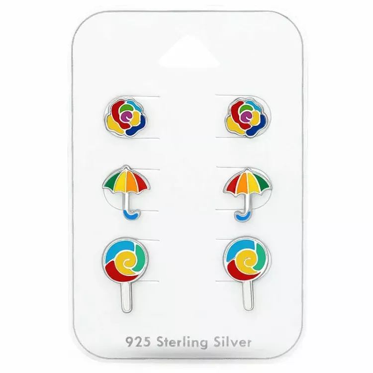 Emaille Ohrringen für Kinder in Silber