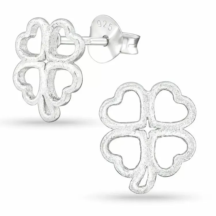 Kleeblatt ohrstecker in silber