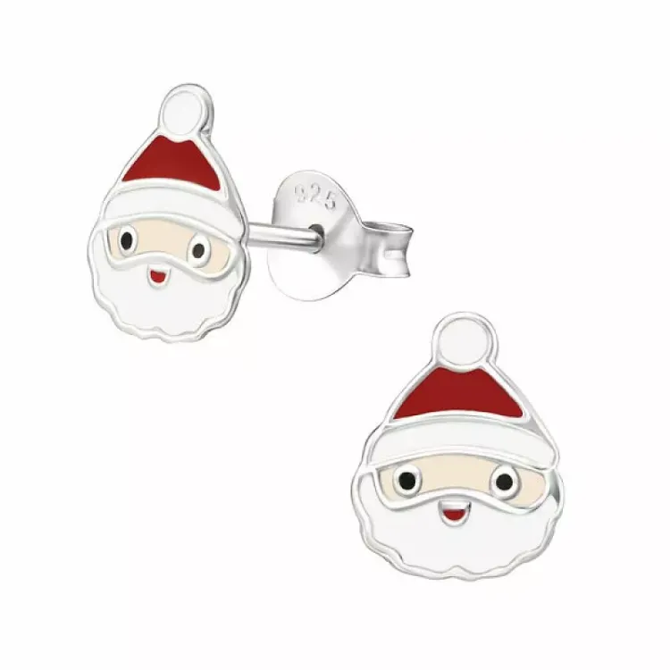 Weihnachtsmann Ohrstecker in Silber - Little Ones