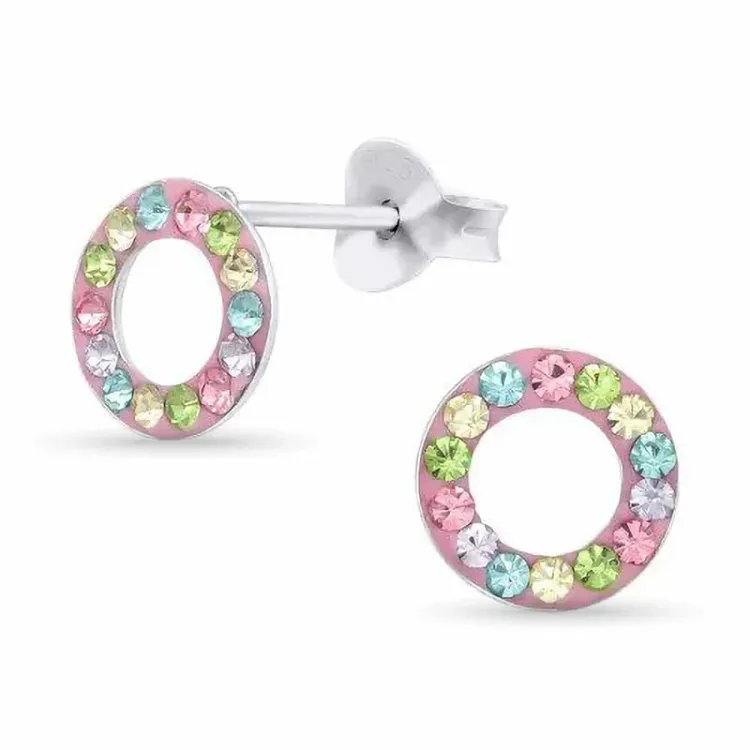 runder Bergkristall Ohrstecker in Silber - Little Ones