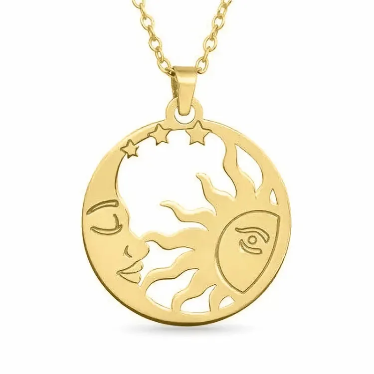 Mond und Sonne Halskette aus vergoldetem Sterlingsilber und Anhänger aus vergoldetem Sterlingsilber - Little Ones